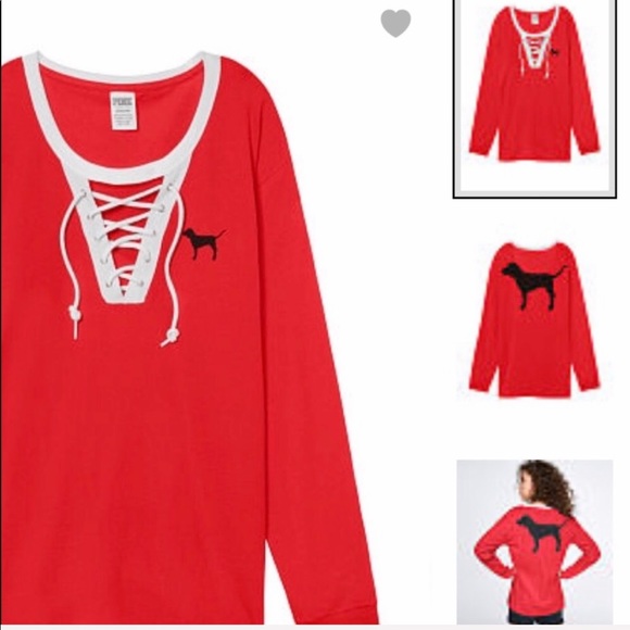 Vs Pink Campus long sleeve tee Red Sm - Picture 1 of 3
